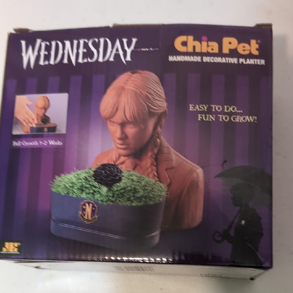 Wednesday Addams Chia Pet Decorative Planter - Brown